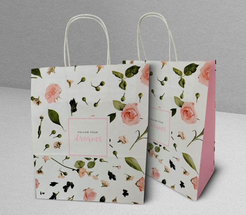 Подарочный пакет с кручеными ручками белый 260x120x320 "FOLLOW YOUR dreams"