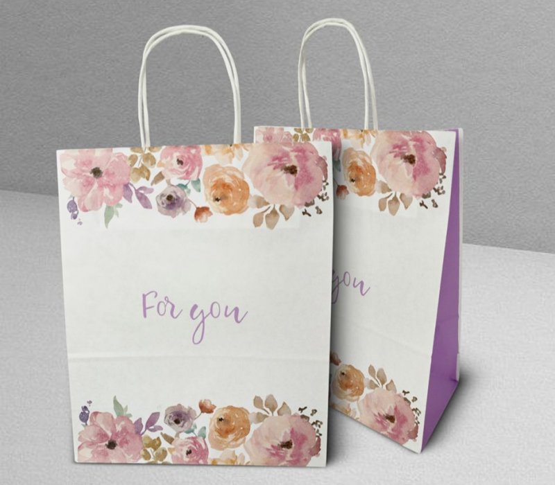 Подарочный пакет с кручеными ручками белый 260x120x320 "For you"