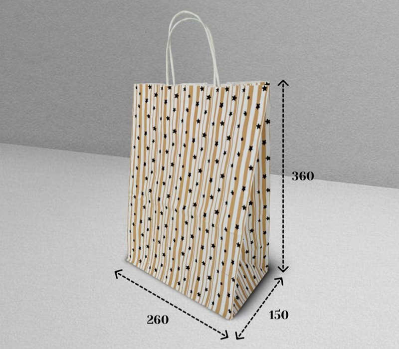 Подарочный пакет с кручеными ручками белый 260x150x360 "Fantasy"