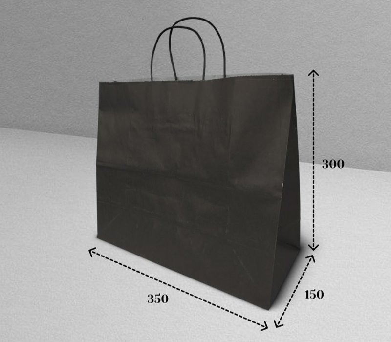 Подарочный пакет с кручеными ручками 350x150x300 "Черный"