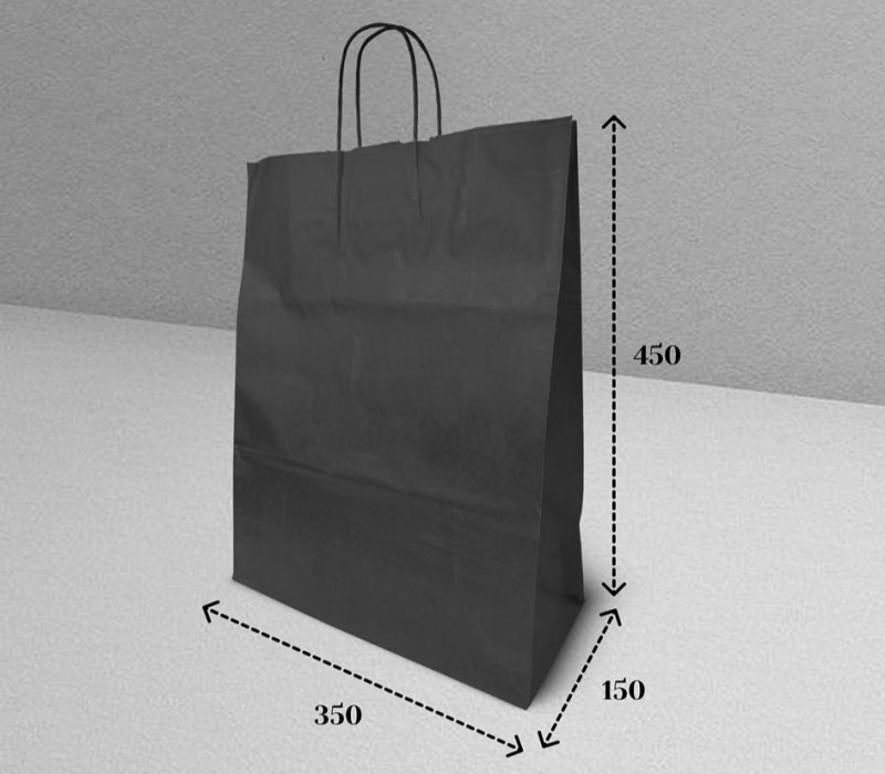 Подарочный пакет с кручеными ручками 350x150x450 "Черный"