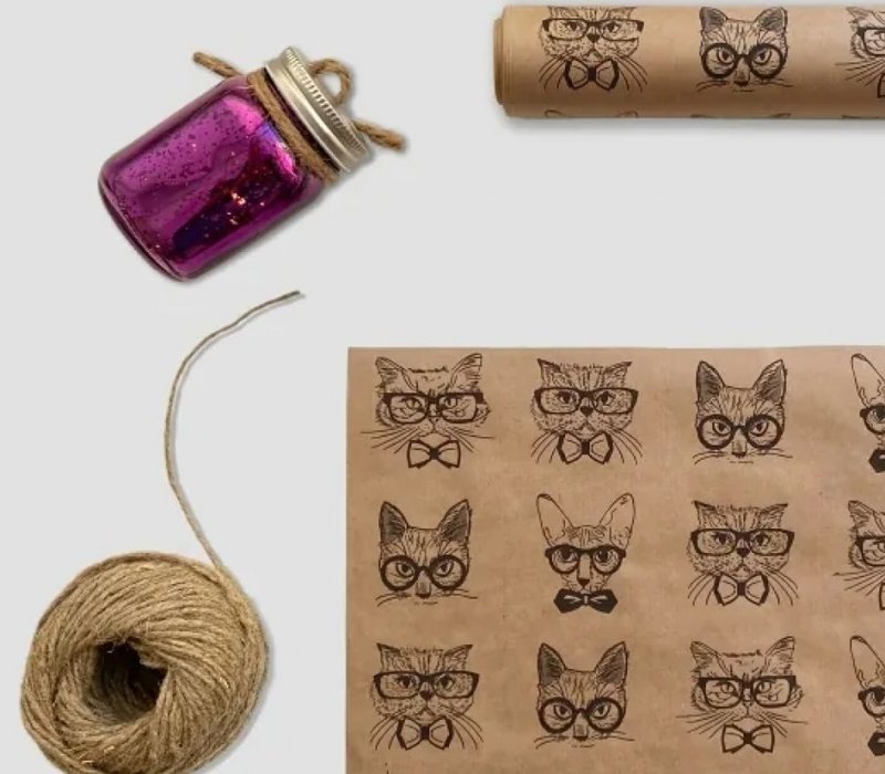 Крафт бумага в рулоне 0,71х10 м "Cats"