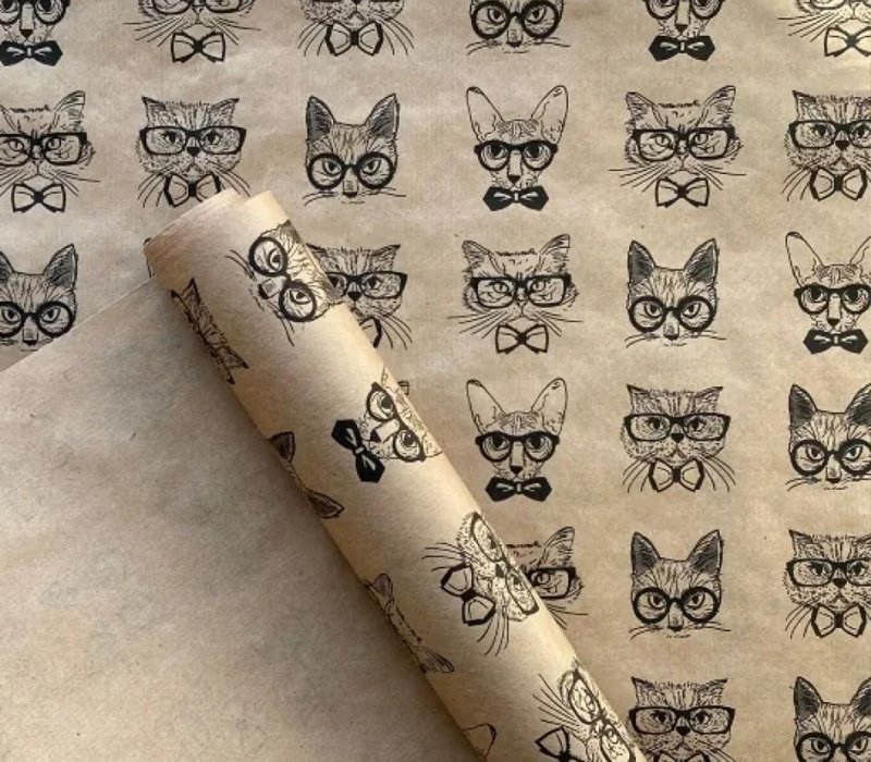 Крафт бумага в рулоне 0,71х10 м "Cats"