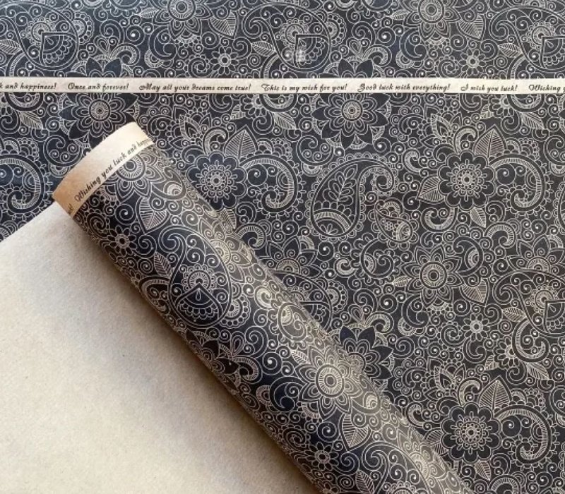 Крафт бумага в рулоне 0,71х10 м "Огурцы"