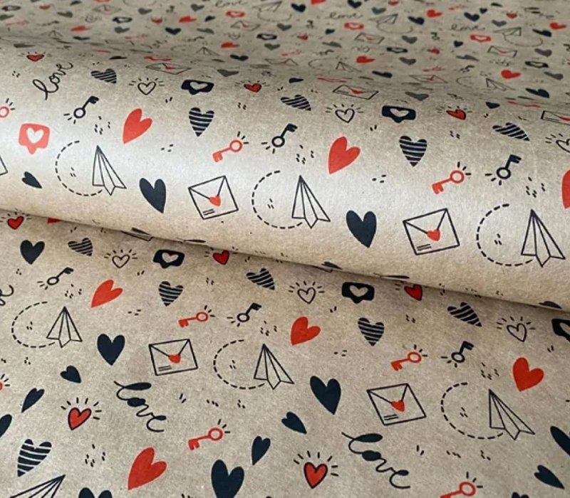 Крафт бумага в рулоне 0,71х10 м "Love"