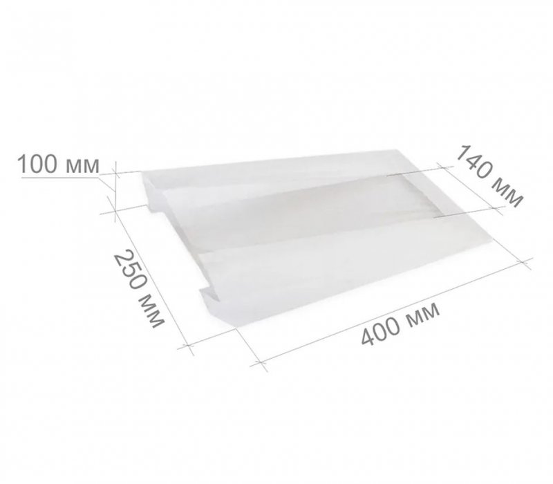 Белый пакет для лаваша 400x250(140)x70 с окном