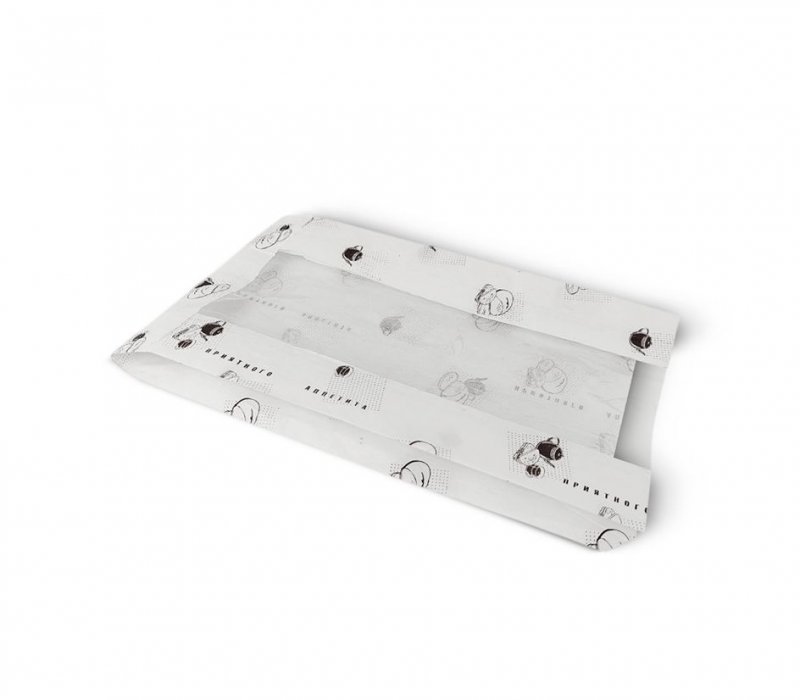 Белый пакет для хлеба и выпечки 310x140(70)x55 с окном и печатью