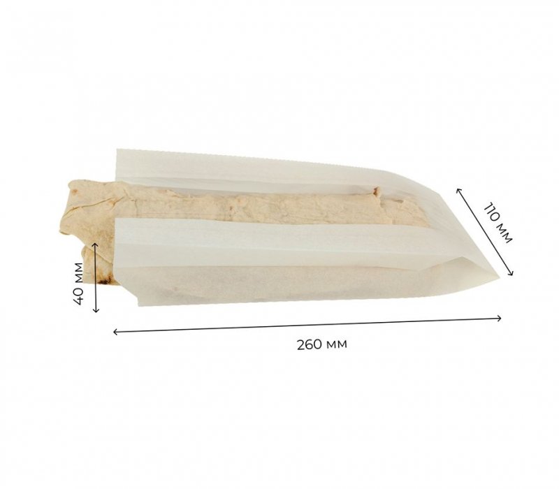 Белый пакет под багет и сэндвич 260x110(50)x40 с окном