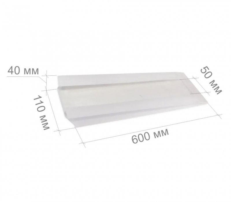 Белый пакет под багет и сэндвич 600x110(50)x40 с окном
