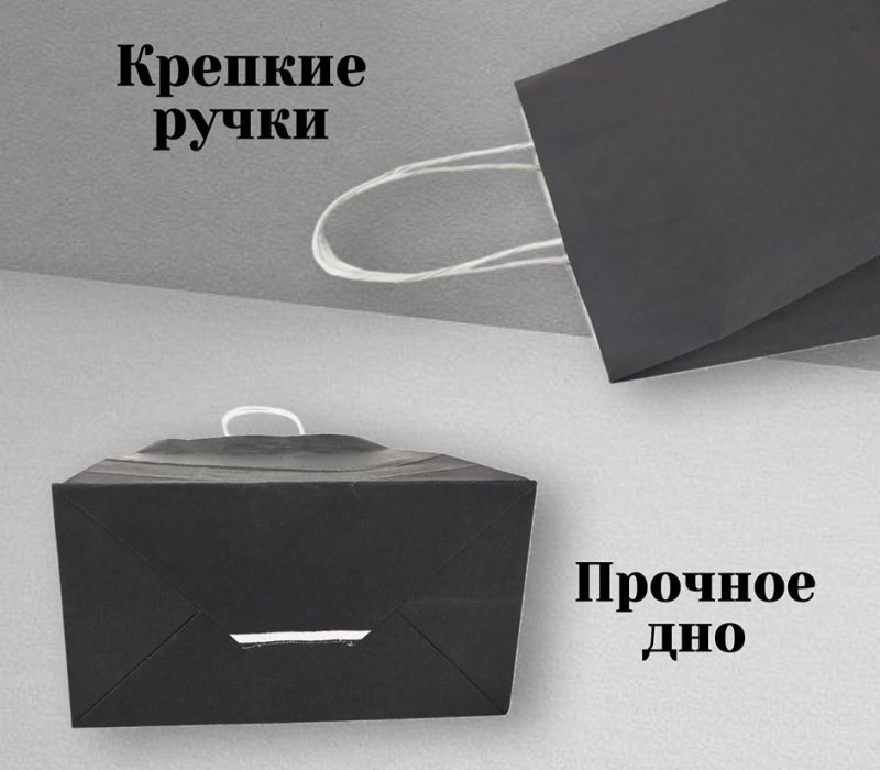 Подарочный пакет с кручеными ручками 240x140x300 "Черный"