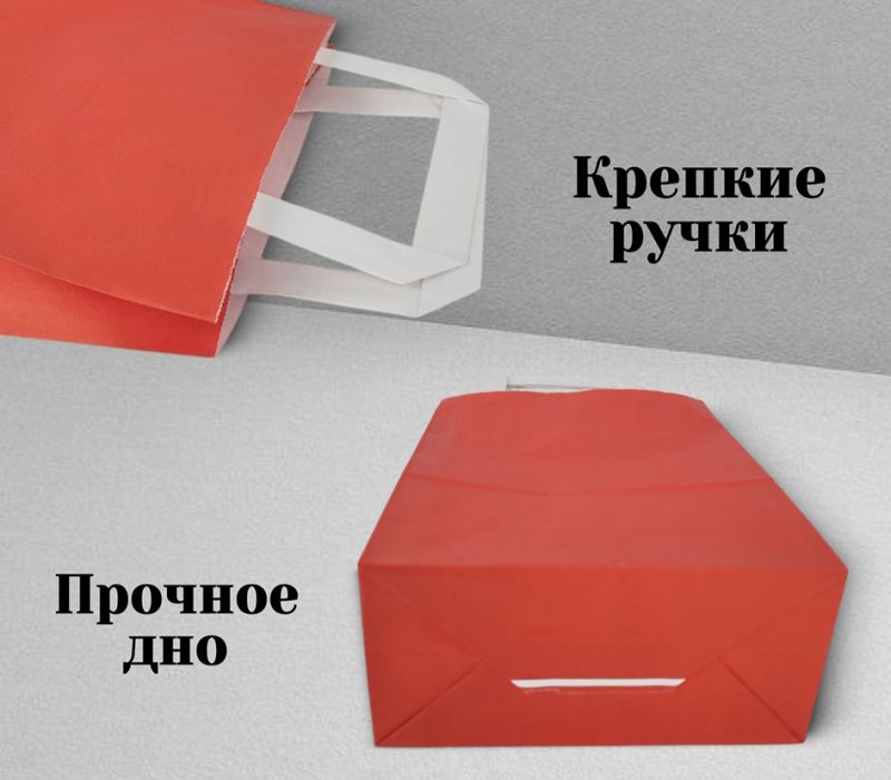 Подарочный пакет с плоскими ручками 200x100x250 "Красный"