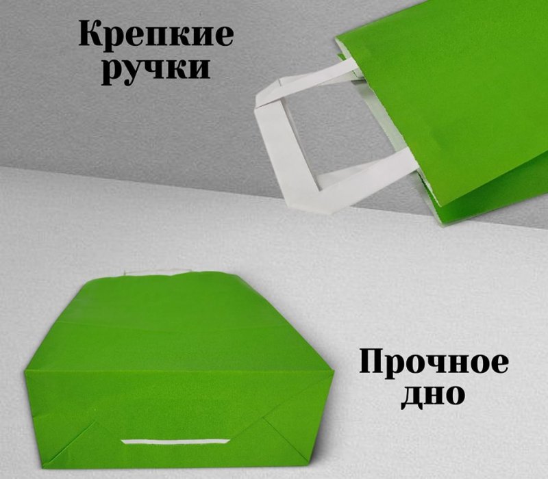 Подарочный пакет с плоскими ручками 200x100x250 "Салатовый"