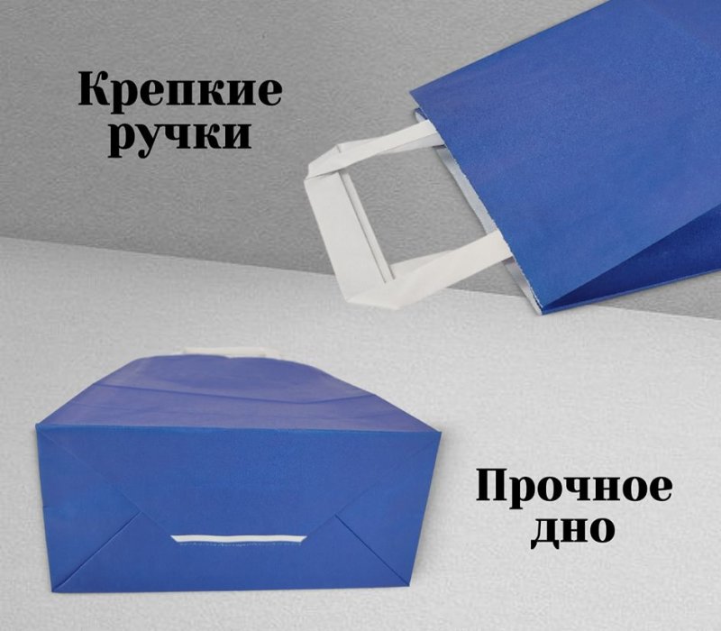 Подарочный пакет с плоскими ручками 200x100x250 "Синий"