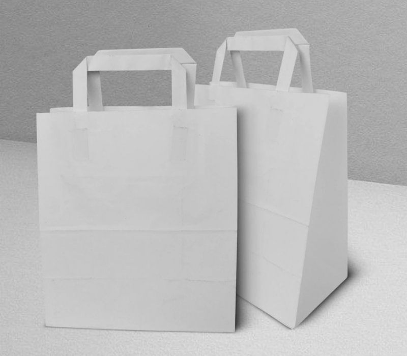 Подарочный пакет с плоскими ручками 200x100x250 "Белый"