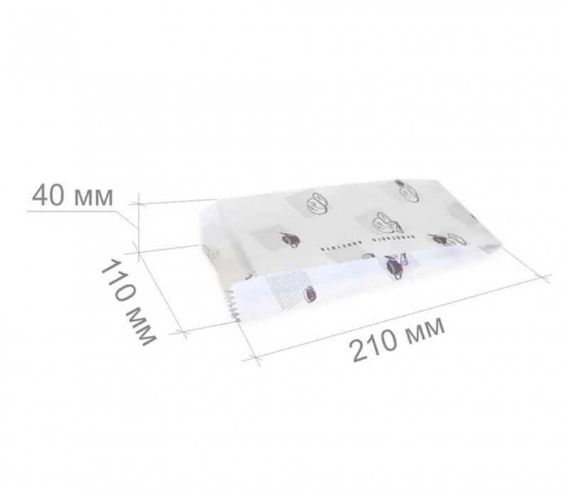 Белый пакет для шаурмы 210x110x40 с типовой печатью