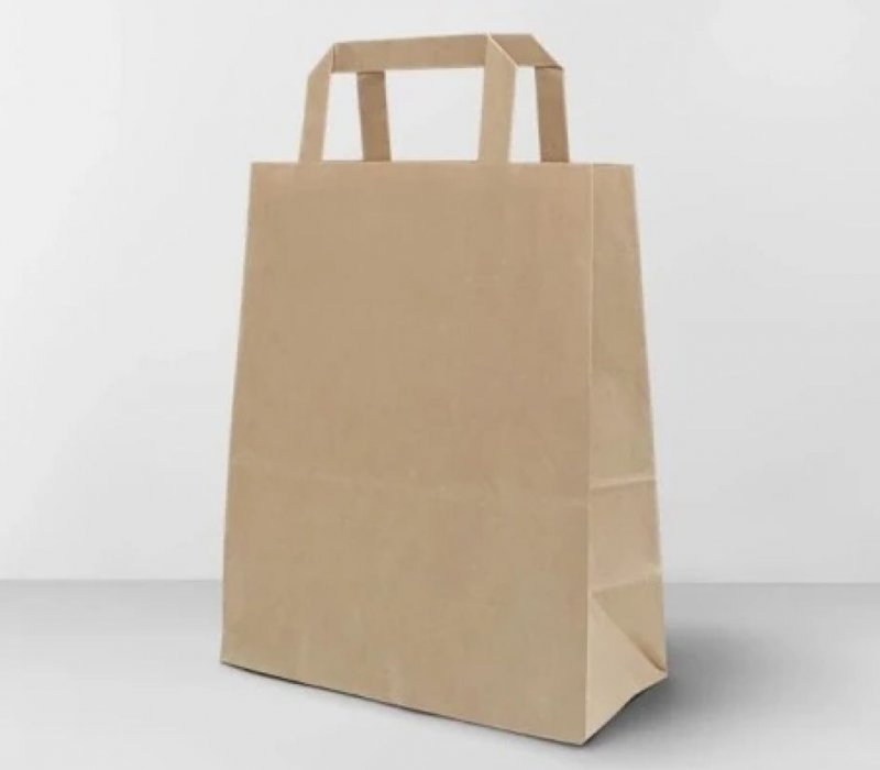 Крафт пакет с плоскими ручками 120x80x340