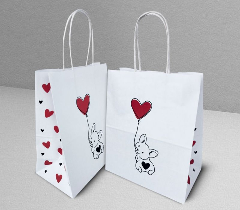 Подарочный пакет с кручеными ручками 220x120x250 "Корги"