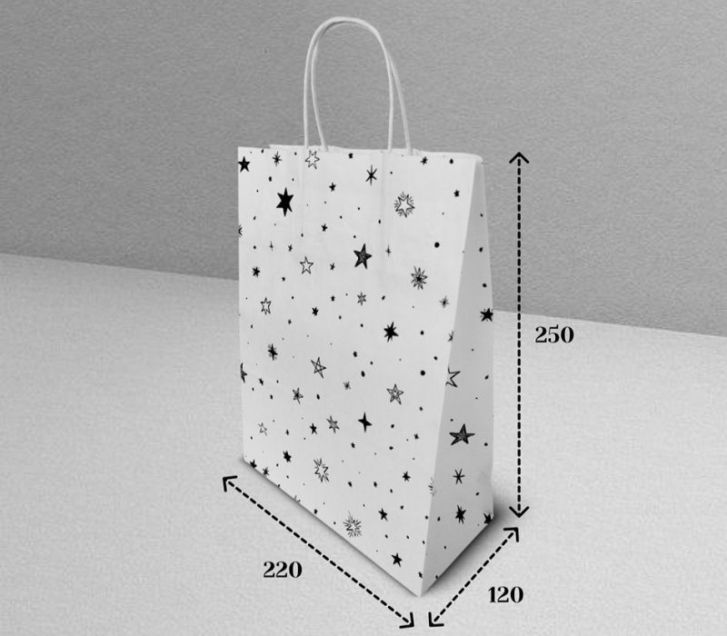 Подарочный пакет с кручеными ручками 240x105x320 "Звездочки"
