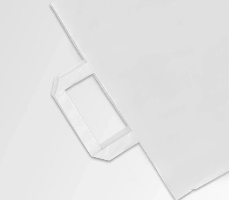 Белый пакет с плоскими ручками 350x150x275