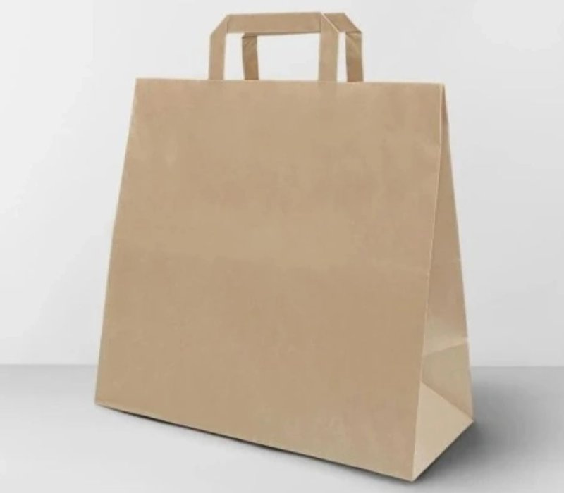 Крафт пакет с плоскими ручками 350x150x275