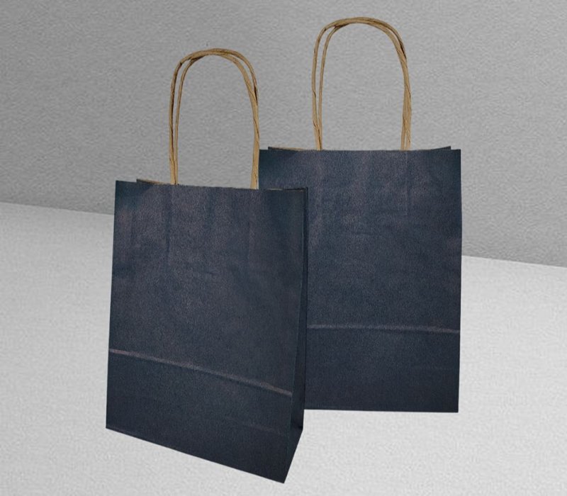 Подарочный пакет с кручеными ручками крафт 180x80x240 "Синий"