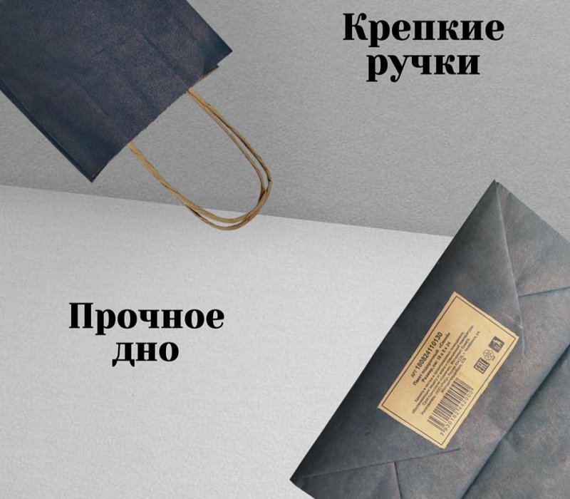 Подарочный пакет с кручеными ручками крафт 180x80x240 "Синий"