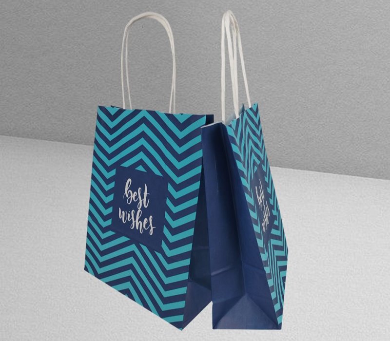 Подарочный пакет с кручеными ручками белый 180x80x240 "Best Wishes"