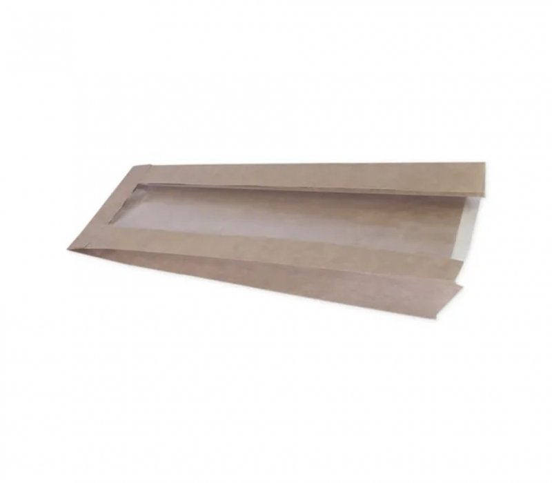 Крафт пакет для хлеба и выпечки 400x200(95)x90 с окном